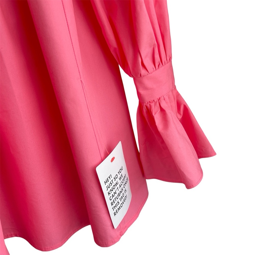 ASOS EDITION High neck Ruffle Mini dress Size 10 Pink Romantic Oversized Cuffs - Picture 10 of 10